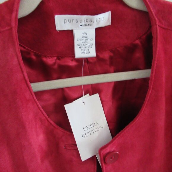 Pursuits, ltd.  soft supple Suede Jacket rare nwt berry lined 16w xl - Picture 2 of 3